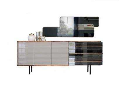 Weiß Anrichte Sideboard mit Spiegel Kommode Schrank Holz Esszimmer